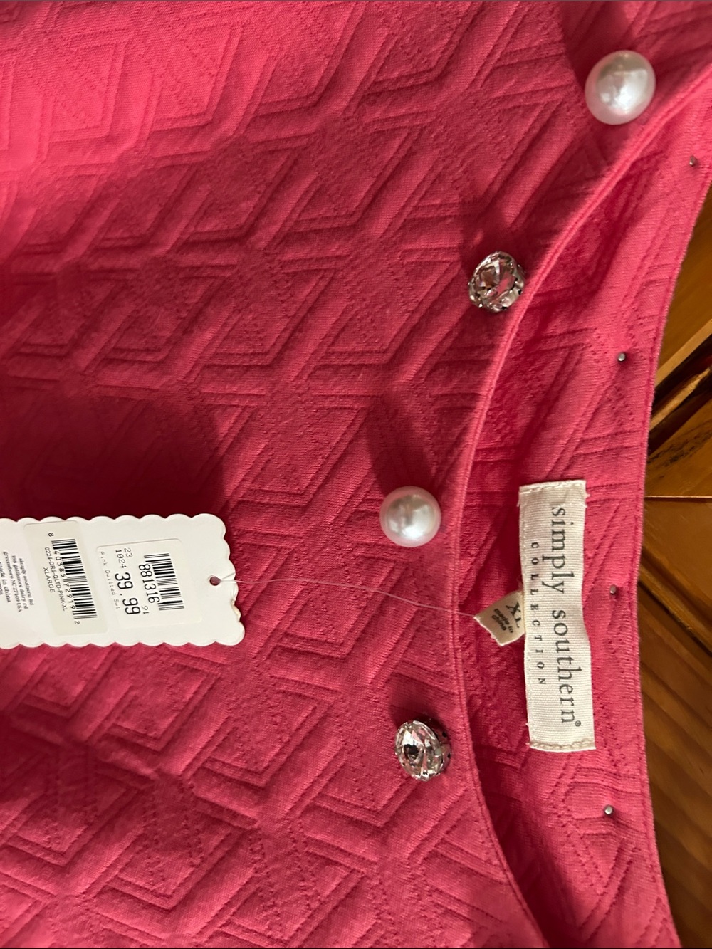 Simply Southern Coral Pink Textured Peasant Dress - Picture 4 of 6